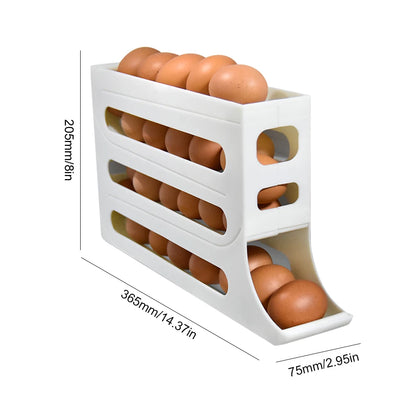 4 Layer Automatic Egg Roller Space Saving 30 Egg Container Rolling Egg Holder Plastic Egg Tray for Refrigerator Kichen Cabinet