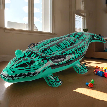 1PC Adventure-Ready Crocodile Inflatable Ride-On with Handles, Summer Thickened Pool Float for Kids & Adults,